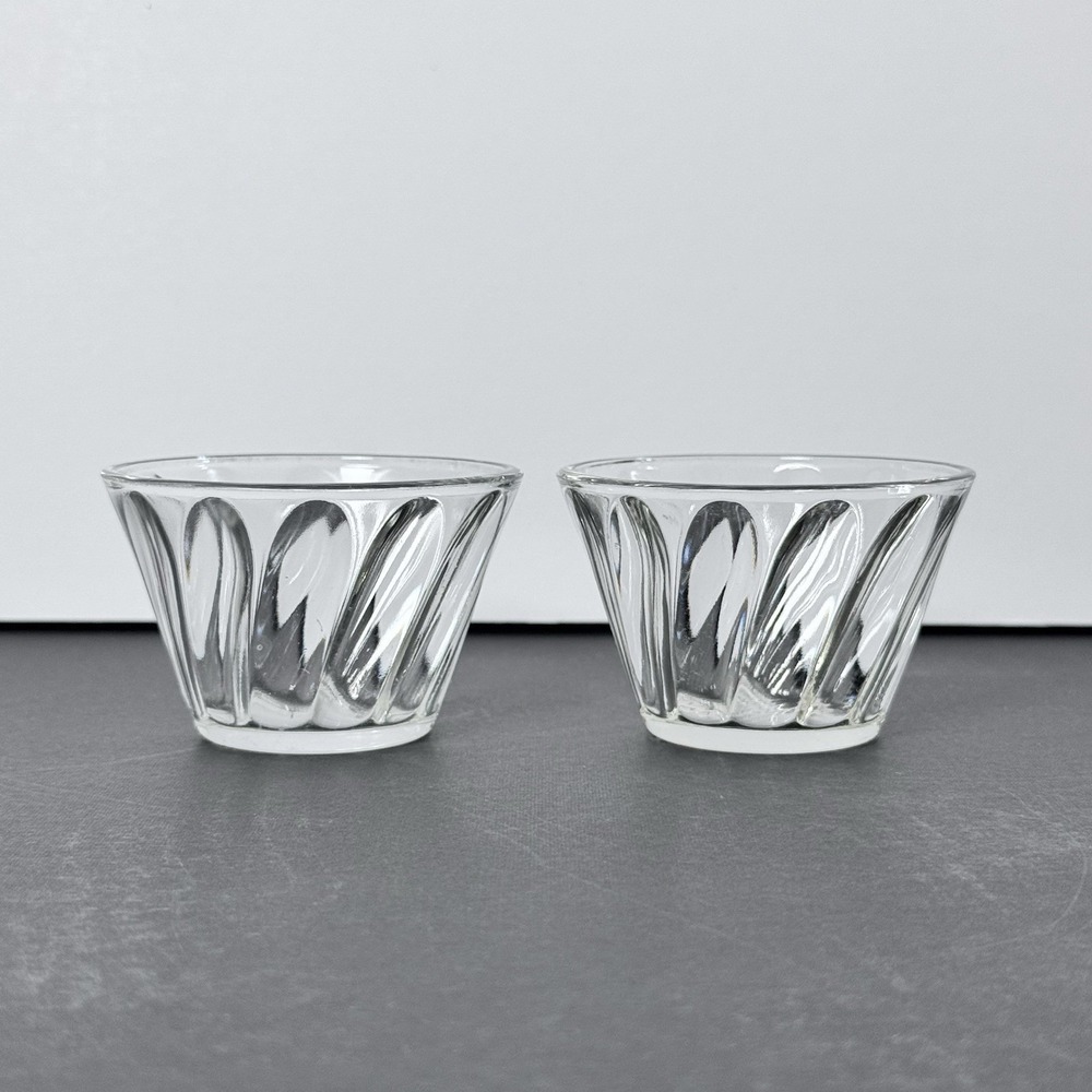 Set Of 2 VTG Anchor Hocking Waverly Sherbet Clear Glass‎ Bowls